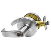 Sargent 7 Line Grade 2 Keyed Entry Single Cylinder Door Lever Set with L Lever and Push Button Turn Lock- Less FSIC Satin Chrome