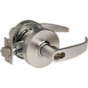 Sargent 7 Line Grade 2 Keyed Entry Single Cylinder Door Lever Set with P Lever and Push Button Turn Lock- Less FSIC Satin Chrome