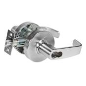 Sargent 7 Line Grade 2 Keyed Entry Single Cylinder Door Lever Set with L Lever and Push Button Turn Lock- Less SFIC Satin Chrome