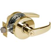 Sargent 7 Line Grade 2 Keyed Entry Single Cylinder Door Lever Set with P Lever and Push Button Turn Lock Polished Brass