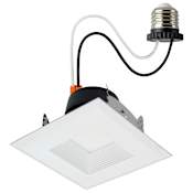 Satco Lighting Nuvo 4" Medium (E26) Baffle Recessed Trim and New Construction, Remodel White