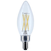 Satco Lighting Pack of (10) 5.5 Watt Dimmable B11 Candelabra (E12) LED Bulbs- 500 Lumens, 3000K, and 90CRI Clear
