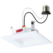 Satco Lighting ColorQuick 4" Integrated LED Square Recessed Trim and New Construction / Remodel Housing- Airtight White
