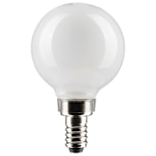 Satco Lighting 5.5 Watt Dimmable G16.5 Candelabra (E12) LED Bulb - 500 Lumens , 2700K , and 90CRI White