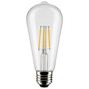 Satco Lighting 5 Watt Vintage Edison Dimmable ST19 Medium (E26) LED Bulb - 425 Lumens , 3000K , and 90CRI Clear