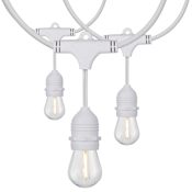 Satco Lighting 288" Long 12 Light Clear 12W LED String Light with s14 Bulbs and White Cord- 2200K White