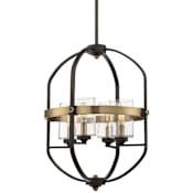 Savoy House Kirkland 4 Light 16-1/2" Wide Pendant with Clear Glass Shades English Bronze / Warm Brass