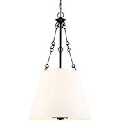 Savoy House Austin 4 Light 18" Wide Pendant with White Fabric Shade English Bronze