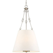 Savoy House Austin 4 Light 18" Wide Pendant with White Fabric Shade Satin Nickel