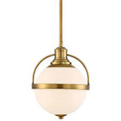 Savoy House Westbourne Single Light 8-3/4" Wide Mini Pendant with White Opal Glass Shade Warm Brass