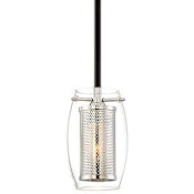Savoy House Dunbar Single Light 4-3/4" Wide Mini Pendant with Mesh Inner Shade Matte Black with Polished Chrome Accents