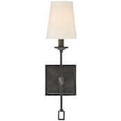 Savoy House Lorainne Single Light 17-1/2" High Wall Sconce with Linen Shades Oxidized Black