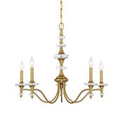 Savoy House Champlain 5 Light 28" Wide Taper Candle Style Chandelier Warm Brass
