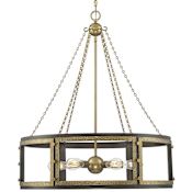 Savoy House Lakefield 6 Light 34" Wide Suspension Pendant Burnished Brass / Walnut