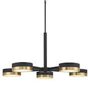 Savoy House Ashor 5 Light 34" Wide LED Chandelier Matte Black / Warm Brass