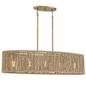 Savoy House Ashe 5 Light 42" Wide Linear Chandelier Warm Brass and Rope