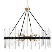 Savoy House Santiago 12 Light 45" Wide Crystal Chandelier Matte Black / Warm Brass