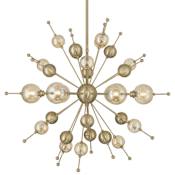 Savoy House Crescent 6 Light 29" Wide Abstract Sputnik Chandelier Noble Brass