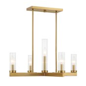 Savoy House Carina 5 Light 24" Wide Pillar Candle Linear Chandelier Warm Brass