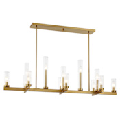 Savoy House Carina 13 Light 48" Wide Pillar Candle Linear Chandelier Warm Brass