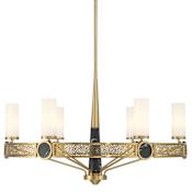 Savoy House Farrell 6 Light 32" Wide Pillar Candle Chandelier Warm Brass