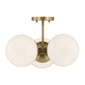 Savoy House Turin 3 Light 17" Wide Semi-Flush Ceiling Fixture Warm Brass