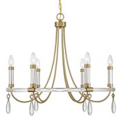 Savoy House Mayfair 6 Light 26" Wide Taper Candle Style Chandelier Warm Brass / Chrome