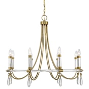 Savoy House Mayfair 8 Light 30" Wide Taper Candle Style Chandelier Warm Brass / Chrome