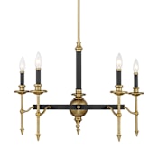 Savoy House Consulate 5 Light 28" Wide Taper Candle Style Chandelier Matte Black / Warm Brass