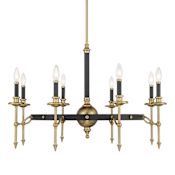 Savoy House Consulate 8 Light 34" Wide Taper Candle Style Chandelier Matte Black / Warm Brass