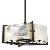 Savoy House Hayward 4 Light 23" Wide LED Drum Chandelier Matte Black / Warm Brass