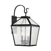 Savoy House Woodstock 3 Light 24" Tall Outdoor Wall Sconce with a Glass Shade Black