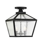 Savoy House Woodstock 3 Light 12" Wide Outdoor Semi-Flush Lantern Ceiling Fixture with a Glass Shade Black