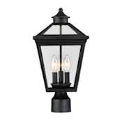 Savoy House Ellijay 3 Light 17.5" Tall Outdoor Post Light With Clear Glass Panels Black