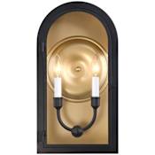 Savoy House Grotto 2 Light 19" Tall Outdoor Wall Sconce Matte Black / Vintage Gold