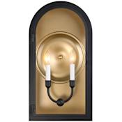 Savoy House Grotto 2 Light 23" Tall Outdoor Wall Sconce Matte Black / Vintage Gold