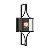 Savoy House Raeburn 18" Tall Outdoor Wall Sconce Matte Black / Brushed Brass