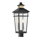 Savoy House Kingsley 2 Light 23" Tall Post Light Matte Black / Warm Brass