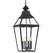 Savoy House Jackson 14" Wide Outdoor Taper Candle Pendant Black with Gold Highlighted