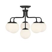 Savoy House Marco 6 Light 24" Wide Semi-Flush Ceiling Fixture Matte Black