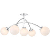 Savoy House Redfield 5 Light 36" Wide LED Semi-Flush Ceiling Fixture / Converts to Pendant Chrome