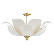 Savoy House Elsie 6 Light 30" Wide Semi-Flush Bowl Ceiling Fixture Warm Brass