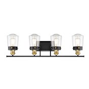 Savoy House Macauley 4 Light 32" Wide Bathroom Vanity Light Vintage Black with Warm Brass