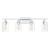 Savoy House Lambert 4 Light 31" Wide Bathroom Vanity Light with Glass Shades Polished Chrome