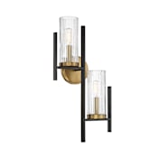 Savoy House Midland 2 Light 20" Tall Wall Sconce Matte Black / Warm Brass