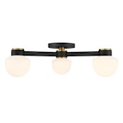 Savoy House 3 Light 30" Wide Semi-Flush Urn Ceiling Fixture Matte Black / Natural Brass