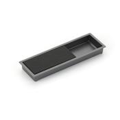 Schaub and Company MODO 6 1/4" X 2"W  Modern Split Finish Recessed Flush Cabinet Pull For Sliding and Pocket Cabinet Doors - Made in Brazil Gun Metal / Matte Black