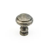 Schaub and Company Artifex Rustic 1-1/8" Mushroom Round Britannium Pewter Cabinet Knob - Made in Italy Dark Pewter