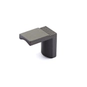 Schaub and Company Quadrato 1-1/8"W Industrial Knurled Lip Style Finger Tab Luxury Cabinet Knob / Drawer Knob - Made in Italy Gun Metal