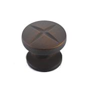 Schaub and Company Northport 1-3/8" Contemporary Industrial Round Cross Cabinet Knob with "X" Design Ancient Bronze
